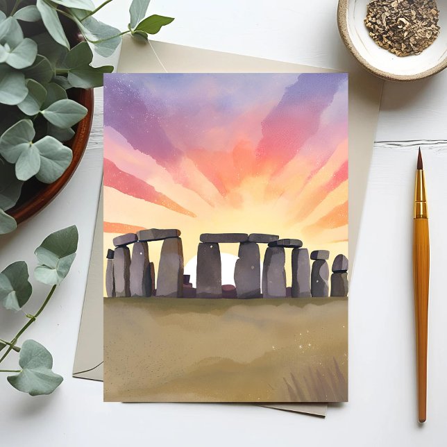 Carte Postale Stonehenge | Aquarelle historique Wiltshire Englan (Créateur téléchargé)