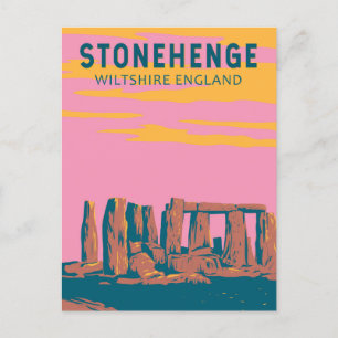 Carte Postale Stonehenge Art Retro Illustration