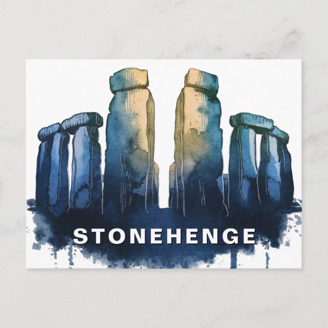 Carte Postale Stonehenge, Royaume-Uni Aquarelle (Devant)