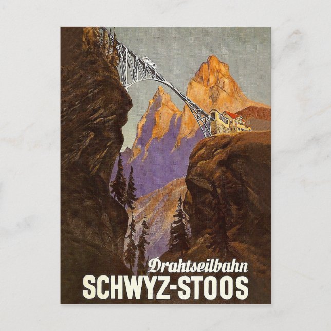 Carte Postale Stoos, chemin de fer, train sur pont, Suisse (Devant)