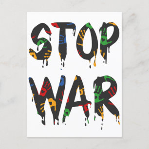 Carte Postale Stop War Heart Handprint, Priez pour l'Ukraine