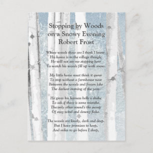 Carte Postale Stopper par Woods Soirée Neige Robert Frost Poème