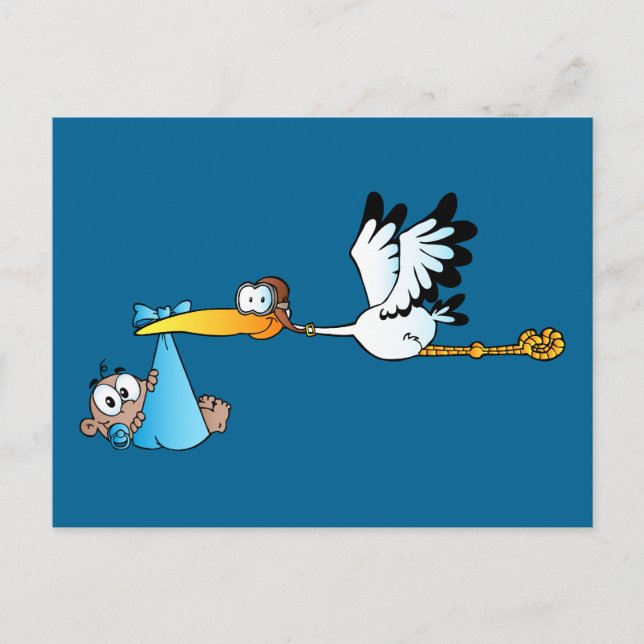 Carte Postale Stork and Baby Boy African-American (Devant)