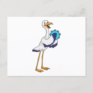 Carte Postale Stork en musicien avec Tambourine