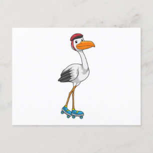 Carte Postale Stork en Patinage en ligne avec Roller skates
