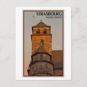 Carte Postale Strasbourg - Église Coucher de soleil