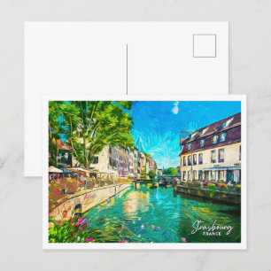 Carte Postale Strasbourg France Belle peinture à huile Paysage