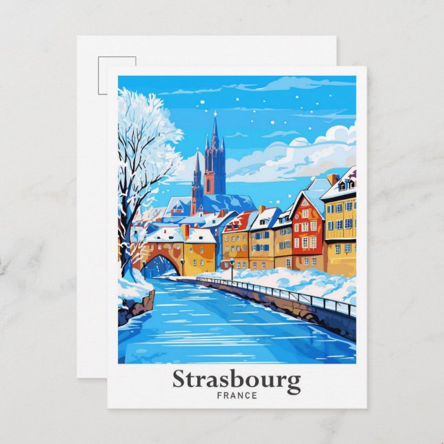 Carte Postale Strasbourg France Illustration Vintage Voyage (Devant / Derrière)
