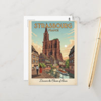Strasbourg France Travel Art Vintage