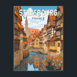 Carte Postale Strasbourg France Travel Art Vintage<br><div class="desc">Strasbourg design de voyage vectoriel rétro. Strasbourg est la capitale de la région du Grand Est,  anciennement Alsace,  dans le nord-est de la France.</div>