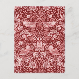 Carte Postale Strawberry Thief Maroon, William Morris