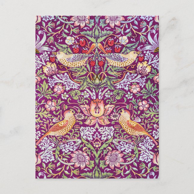 Carte Postale Strawberry Thief Red, William Morris (Devant)