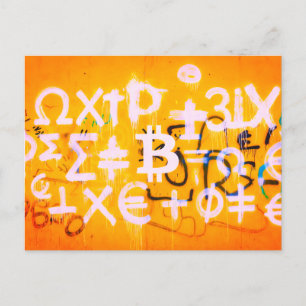 Carte Postale Street Art Bitcoin (Peinture Orange No. 5)