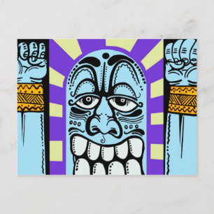 Carte Postale street art graffiti bleu drôle personnage heureux