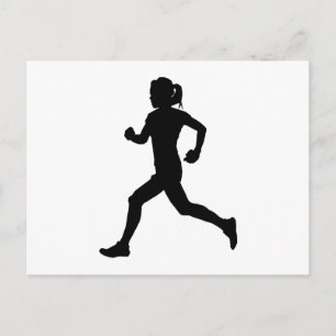 Carte Postale Stried in Grace : Female Marathon Runner Silhouett