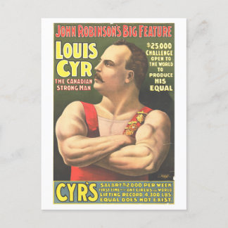 Carte Postale Strongman Act Cirque Vintage et Lithographie