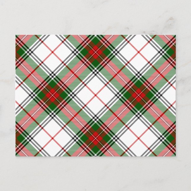 Carte Postale Stuart / Stewart tartan blanc rouge vert plaid (Devant)