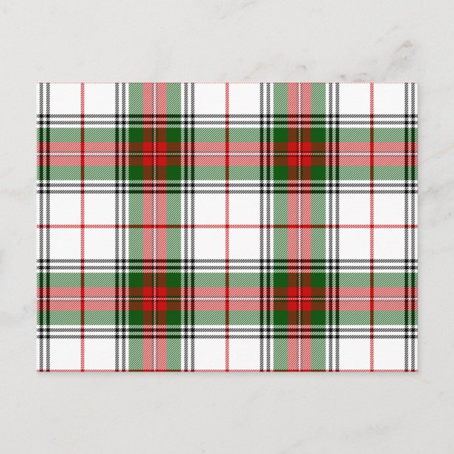 Carte Postale Stuart / Stewart tartan blanc rouge vert plaid (Devant)