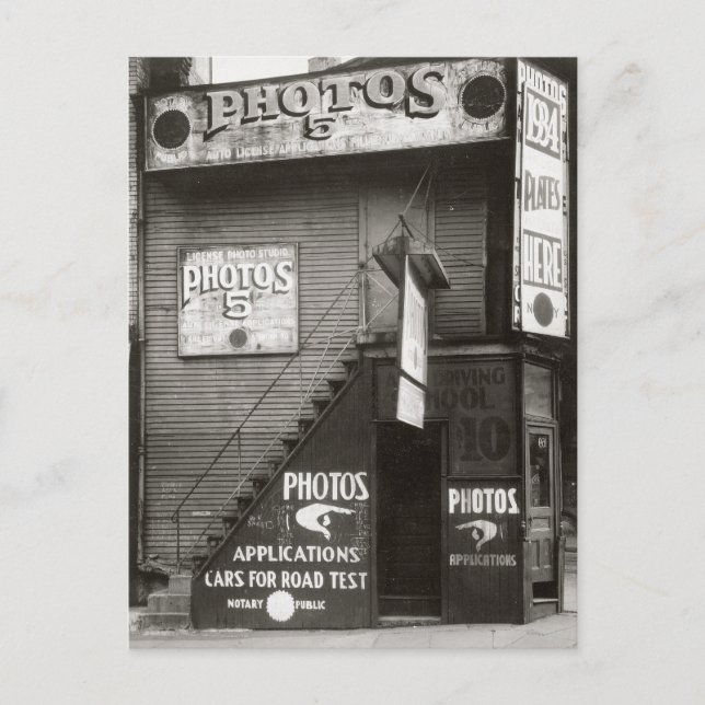 Carte Postale Studio de photo pour permis, 1934 (Devant)