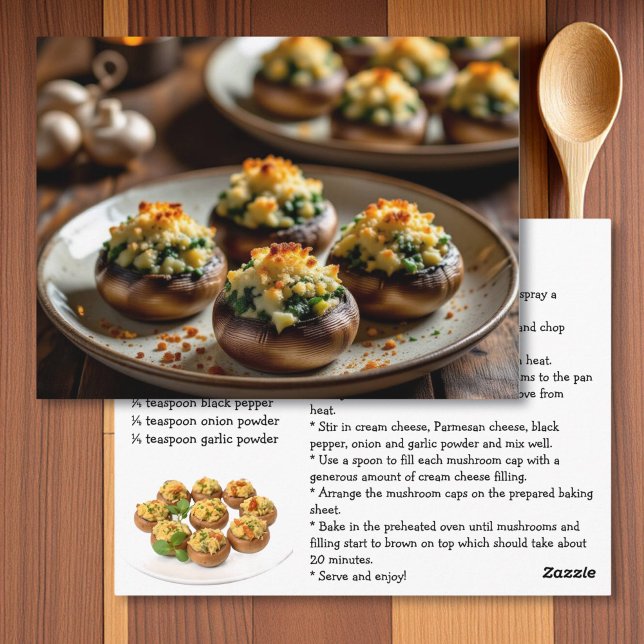 Carte Postale Stuffed Mushroom Recipe Card (Créateur téléchargé)