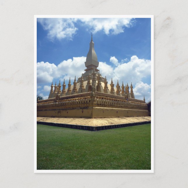 Carte Postale stupa doré herbe (Devant)