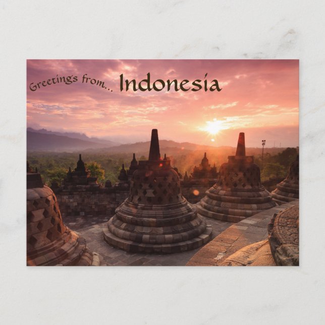 Carte Postale Stupas en forme de cloche à Borobudur Indonésie (Devant)