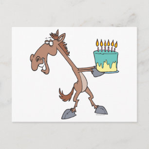 Carte Postale stupide cheval d'anniversaire avec dessin animé de