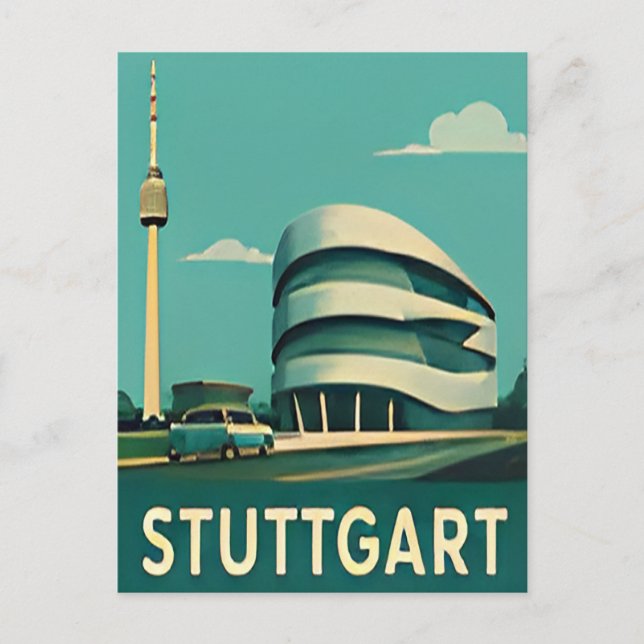 Carte Postale 🚗 STUTTGART — Architecture Moderne & Automobile  (Devant)