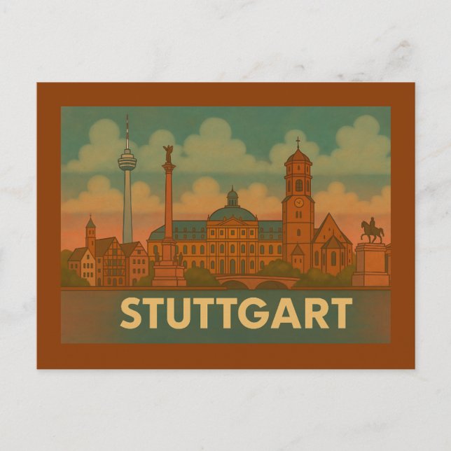 Carte Postale Stuttgart Germany City Art (Devant)