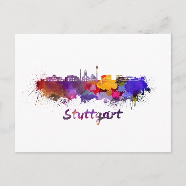 Carte Postale Stuttgart skyline in watercolor (Devant)