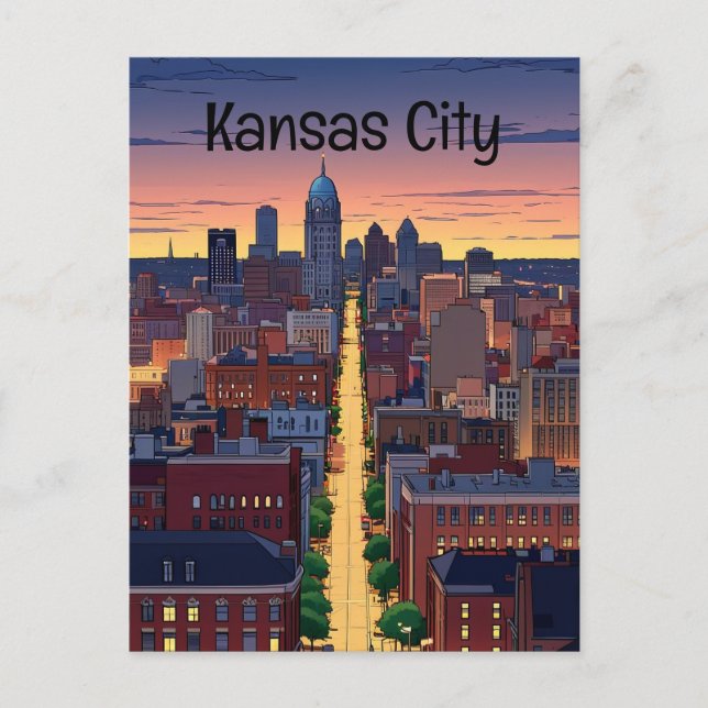 Carte Postale Style animé de Kansas City Missouri (Devant)