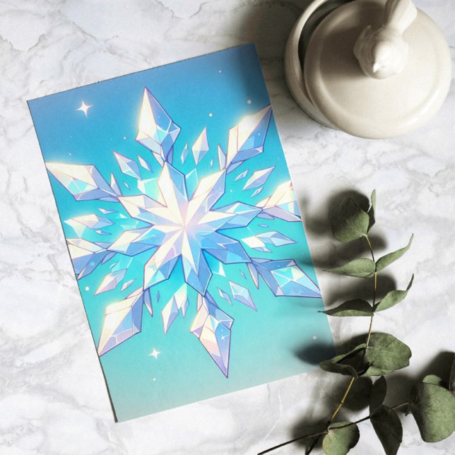 Carte Postale Style Anime Snowflake Art Elégant hiver (Créateur téléchargé)