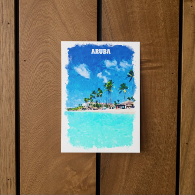 Carte Postale Style Aruba Caribbean Beach Paradise (aruba caribbean island scenery postcard)