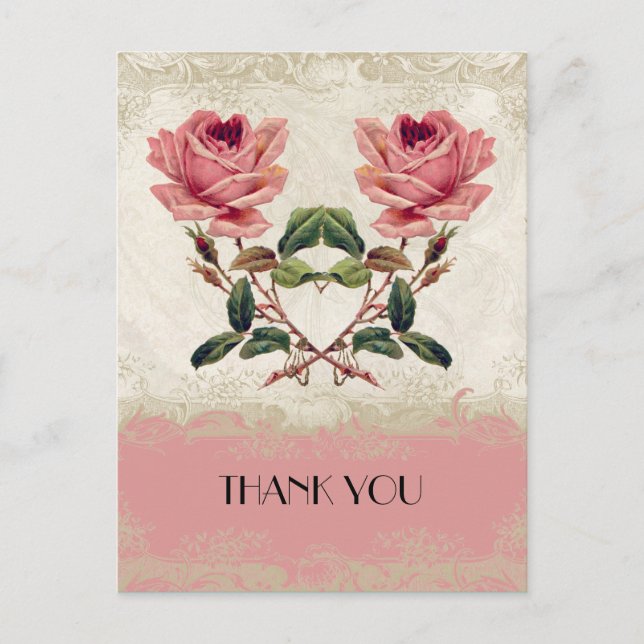 Carte Postale Style baroque Dentelle Rose Vintage (Devant)