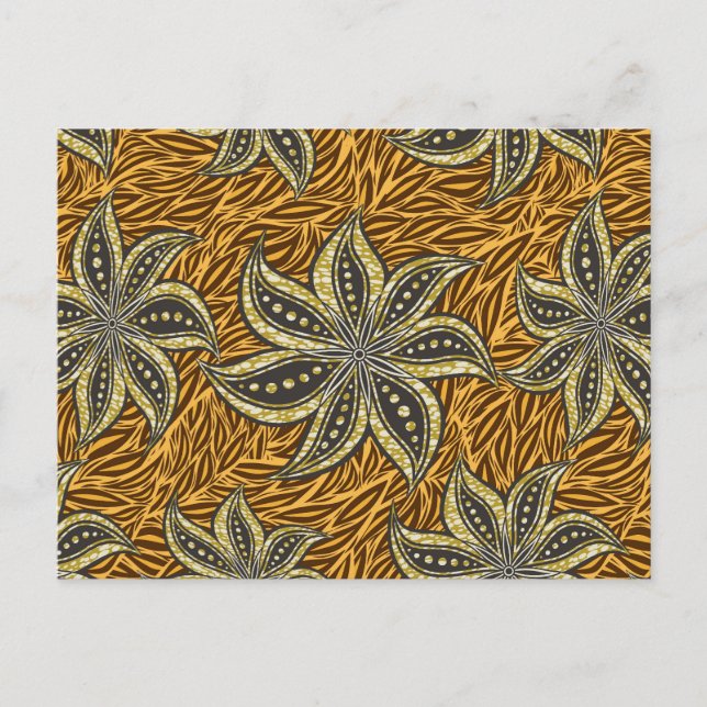 Carte Postale Style Batik Floral Abstrait africain (Devant)