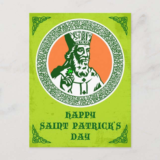 Carte Postale Style celtique vintage St. Patricks salutation (Devant)