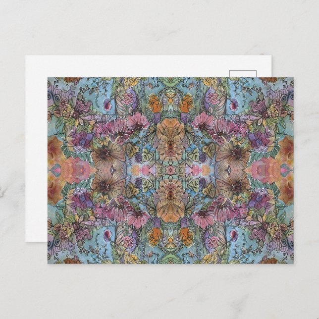 Carte Postale Style Chic Flower Garden aquarelle peinture (Devant / Derrière)