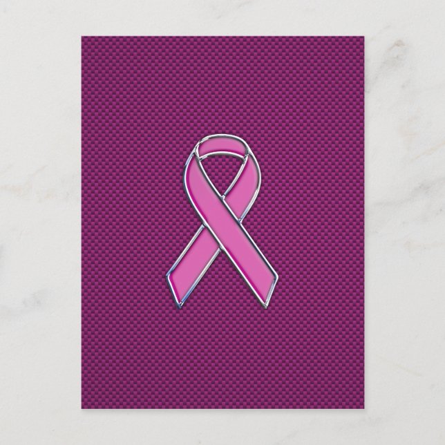 Carte Postale Style Chrome Pink Ribbon Sensibilisation Fibre de  (Devant)