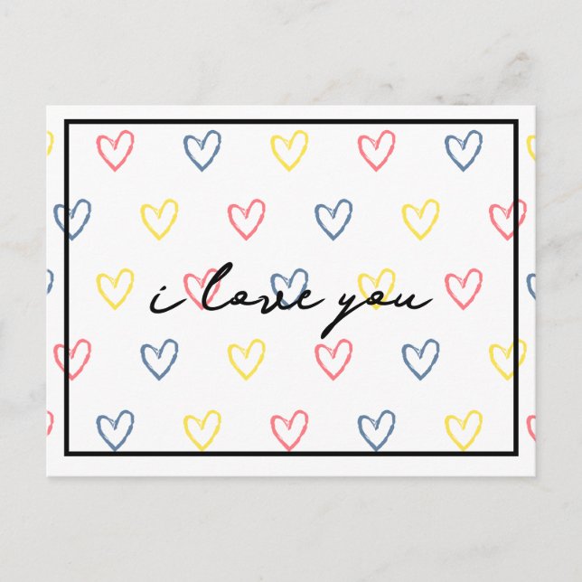Carte Postale Style Cœurs Mignons 1 (Devant)