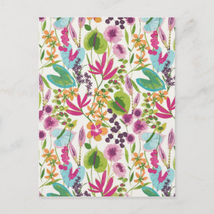 Carte Postale Style coloré Été Tropical Floral Modèle
