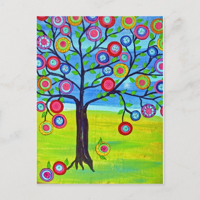Carte Postale style d'art populaire mexicain Arbre de vie (Devant)