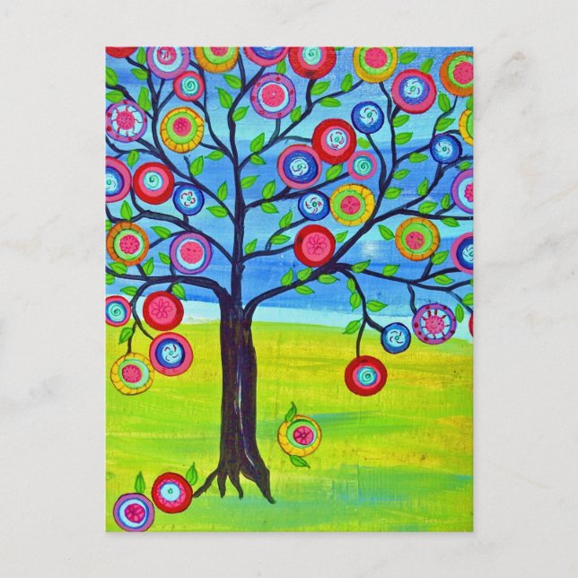 Carte Postale style d'art populaire mexicain Arbre de vie (Devant)