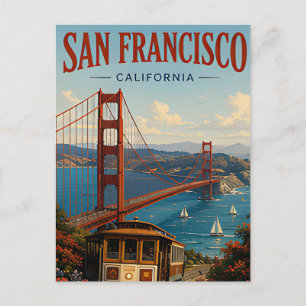 Carte Postale ❤️ Style de la skyline de San Francisco Golden Gat