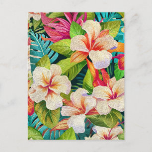 Carte Postale Style de peinture à l'huile florale tropicale