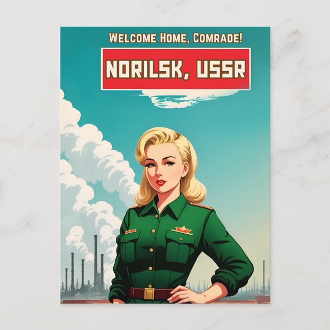 Carte Postale Style de propagande rétro humour communiste soviét (Devant)