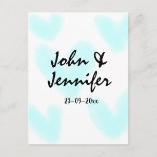 Carte Postale style de texte minimal simple blanc mariage cœur b