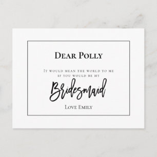 Carte Postale Style de typographie noire /Demande Bridesmaid