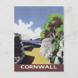 Carte Postale Style de voyage vintage Cornwall Angleterre