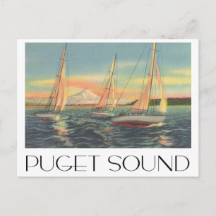 Carte Postale Style de voyage vintage Puget Sound Washington