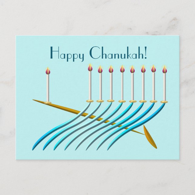 Carte Postale Style du milieu du siècle Chanukah Menorah (Devant)